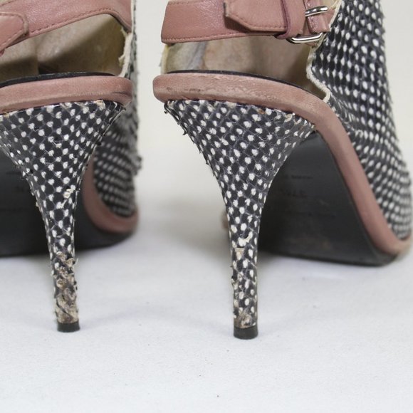 BALENCIAGA Snakeskin Open Toe Slinback Heels Sz US 7.5/ EU 37.5 - Picture 5 of 8